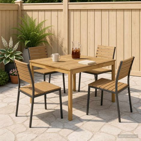 Tavolo da cena da giardino Sbiancato 110 x 108,5 x 75 cm vidaXL
