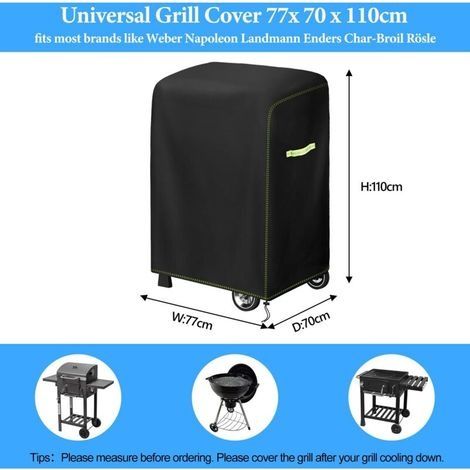 420D Oxford-Grillabdeckung für den Außenbereich, 77 x 70 x 110 cm, wind-, sonnen- und wasserabweisend, Grillabdeckung passend für die meisten Grills (1/4)