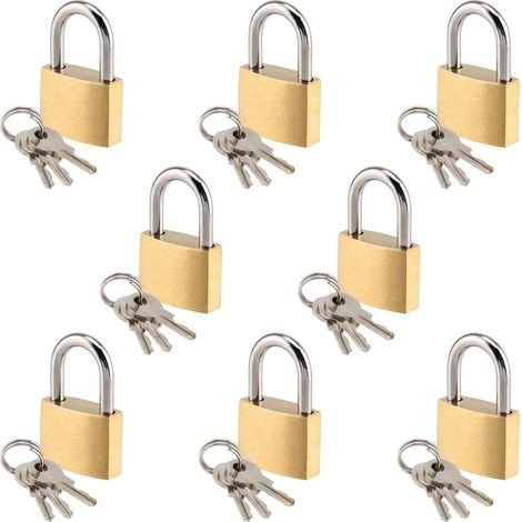 Cadenas - Lot de 8 Mini Cadenas Casier avec 3 Clés - Cadenas à Valise en Laiton Étanche - Pour Valises, Sacs de Voyage, Casiers et Tiroirs (1/5)