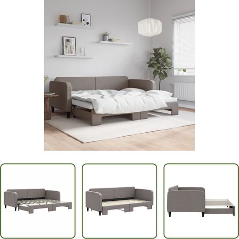 vidaXL Sofa-Bett - Tagesbett Ausziehbar Taupe 90x200 cm Stoff (1/5)