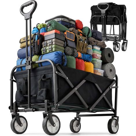 Faltbarer Bollerwagen für Strand, Camping, Einkaufen - Großes Fassungsvermögen