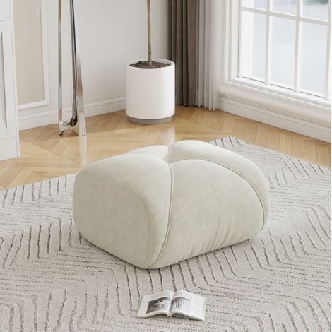 Canapé chenille beige clair, assise profonde HAVRYA (1/5)