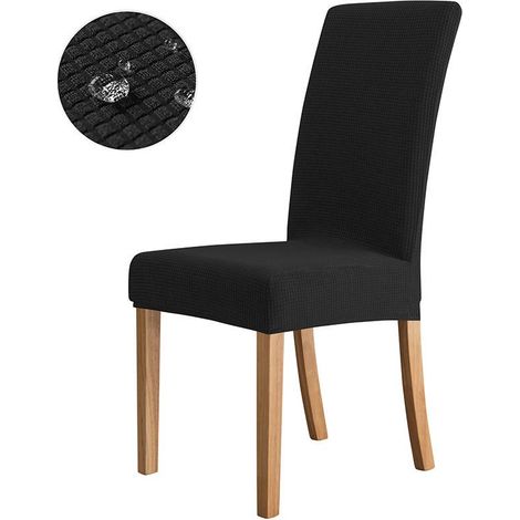 Lot de 4 Housses de Chaise Noires, Protecteur de Chaise Élastique Moderne, Amovible et Lavable pour Bureau, Banquet, Salle à Manger et Fête (1/5)