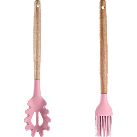 Ustensiles De Cuisine En Bois - Résistants À La Chaleur Pour Poêles Antiadhésives - Manche Ergonomique Avec Trou De Suspension - Lot De 2 Pièces (1/5)