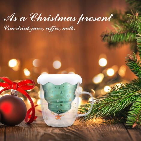 Doppelbecher (300 ml) mit Deckel, Cartoon-Design, ideal für Weihnachten. (1/5)