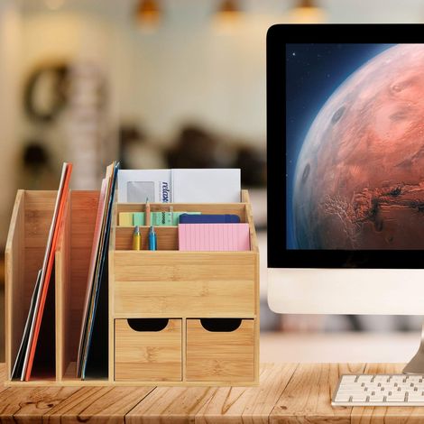 Organiseur de bureau en bambou