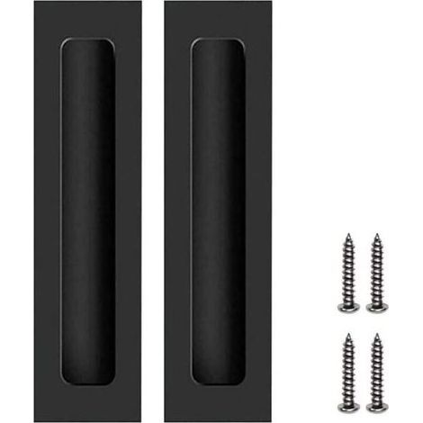 2 Pcs Poignées Noir de Porte Meubles Invisible Poignées Encastrées pour Porte Coulissante avec Vis (1/5)