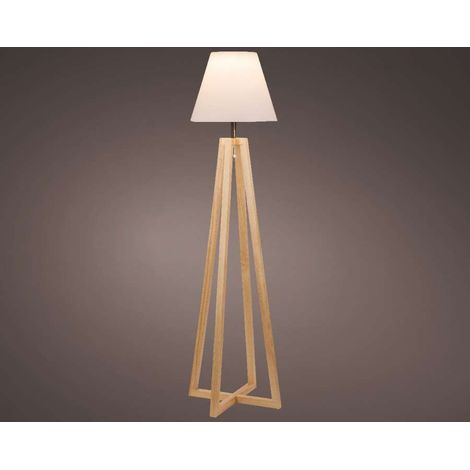 Lampada solare in legno 44x44x h153 cm bianco (1/4)
