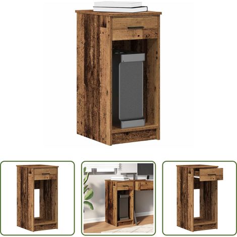vidaXL Tiroir pour câbles - Support de tour d'ordinateur avec tiroir vieux bois 35x45x77 cm (1/5)