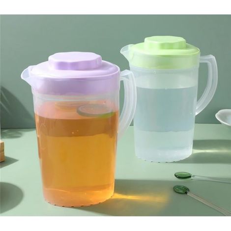 Pichet à boisson - - 2L (lot de 2) - Grande capacité - Verre trempé - Couvercle hermétique (1/5)