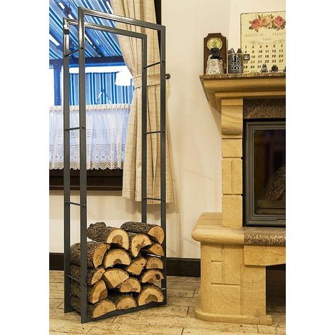 Kaminholzregal XXL Grau 80005 Kaminholzständer 150 cm Holzkorb Kaminholzhalter (1/4)