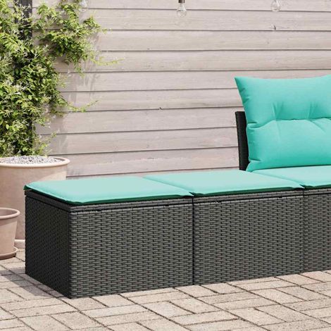 Salon de jardin avec coussins 2 pcs-Lot de 2 Mobilier de jardin-Meuble de jardin noir résine tressée acacia 543936 (1/5)