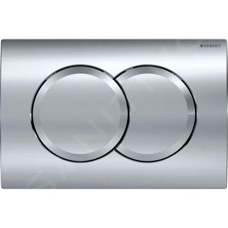 Plaque de commande WC double touche – Déclenchement pneumatique – Finition chrome brillant – Compatible réservoir Geberit Delta (1/3)