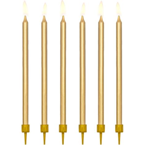 Bougies d'anniversaire dorées, longues et lisses, lot de 12 (1/5)