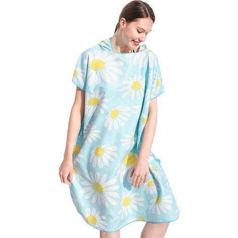 Peignoir de plage à capuche, poncho de bain double face en peluche avec fermeture éclair, peignoir de plage pour se changer après le surf (1/5)