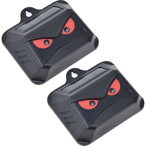 2pcs Répulsif Animal avec LED Rouge Clignotante, Étanche, Solaire, Charge Automatique, Boîtier ABS Noir pour Dissuasion