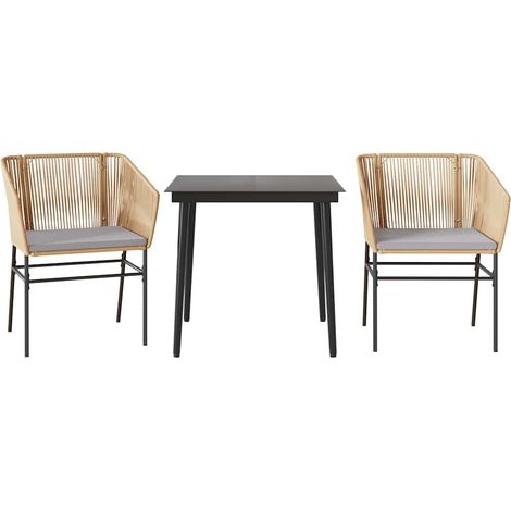 Maison Exclusive - 3-tlg. Garten-Essgruppe mit Kissen Braun Poly
