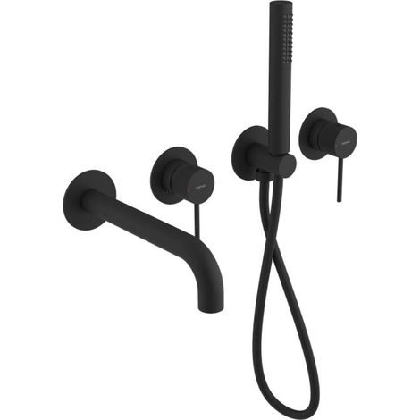 Sapho Ultrasan - Miscelatore da incasso per vasca, per 2 utenze, nero opaco UT093VB (1/2)