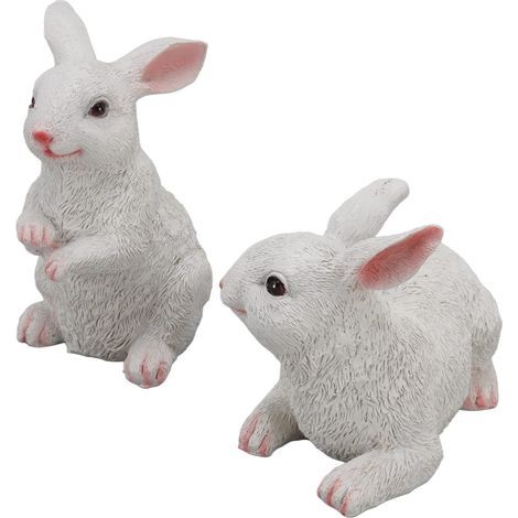 Statue de Lapin, Décoration de Lapin, 1 Paire D'ornements de Lapin Décorations Résine Art Artisanat Modèle Animal Sculpture Statue Figurine pour Balcon Jardin (1/5)