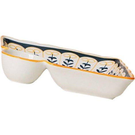Assiette plate/plat à raviolis en céramique, objet de décoration, carrée et élégante, 1 pièce (1/5)