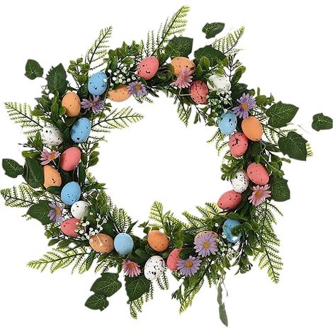 Guirlande De Pâques - 40 Cm - En Mousse Et Plastique - Pour Porte D'Entrée Mur Fenêtre Décoration De Printemps - 1 Pièce (1/5)