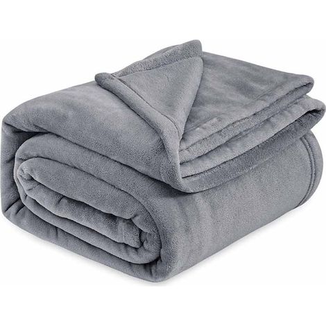 Couverture Flanelle - 180 x 200 cm - 800 g - Gris Foncé - Pour Canapé ou Lit Double (1/5)