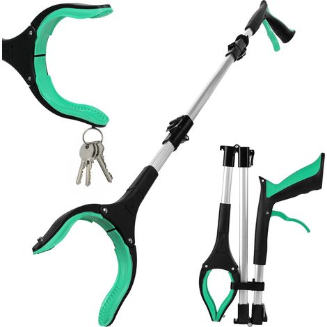 91 cm Foldable Tweezers for Picking Up Objects, Telescopic Pliers, Waste Pick Up Without Bending, with Magnetic Tips and 360° Rotating, Non-Slip for the Elderly (Green) (1/5)