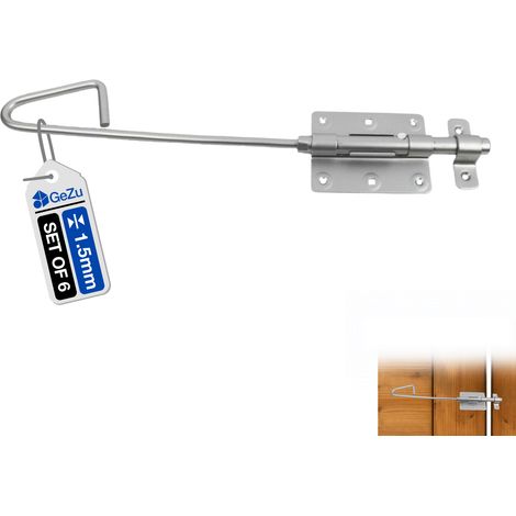 Lot de 6 Verrous de porte 400 x 75 mm – Électro‑galvanisés (galvanoplastie) – Targettes de porte blindée avec pêne coulissant – Loquets robustes pour fermeture sécurisée – Verrou baionnette – GeZu Imp