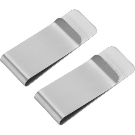 Lot de 2 pinces à billets, acier inoxydable, porte-cartes crédit, design compact, homme argenté (1/5)
