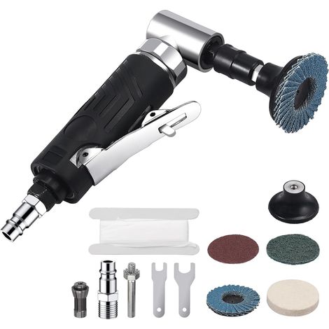 Pneumatic Angle Grinder 1/4" 90psi (6.35 Bar) 20,000 RPM with 4 Different Discs 2 Chucks 3mm/6mm for Preparing Surfaces for Soldering, Polishing and Grinding Bodywork Lustre (1/5)