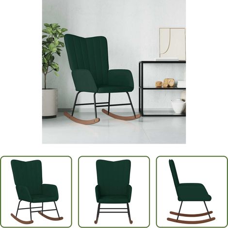 Samt - Schaukelstuhl Samt Dunkelgrün (1/5)