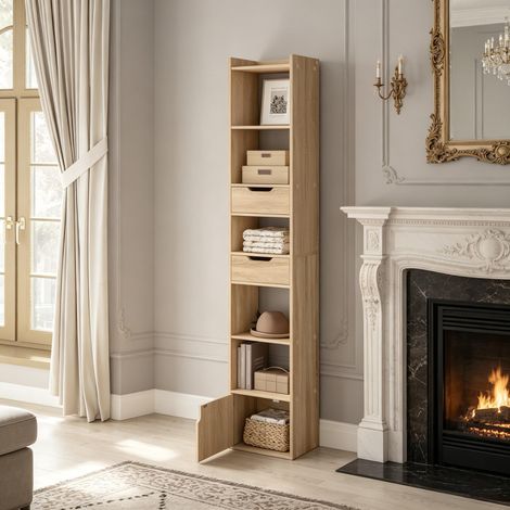 Meuble de rangement debout, étagère de stockage moderne, buffet pour salon, étagère de cuisine, support de rangement (sans étagères supplémentaires) (1/5)