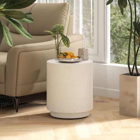 Tavolino laterale effetto cemento 37 cm x 37 cm x 43 cm Polvere di minerale inorganico Grigio