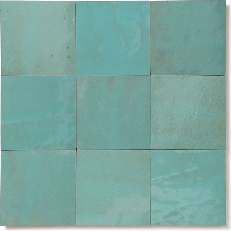 Zellige véritable Carrelage Artisanal - 10x10 cm - Bleu Maldives (vendu par boîte de 0,5m²) (1/5)