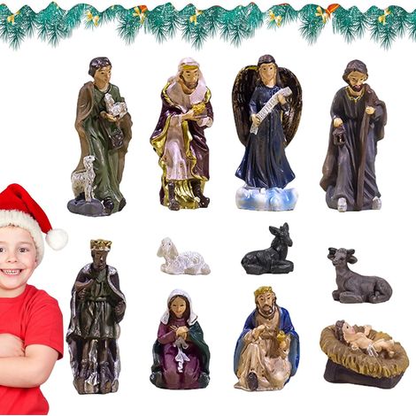 Statue de la Nativité du Christ - 11 pièces crèche de Noël en résine - (1/5)