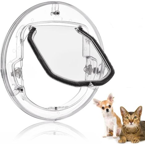 Clear cat flap,pet door transparent 4-way locking pet door window gate for cats & small dogs,15 inch round cat flap for interior exterior doors (1/5)