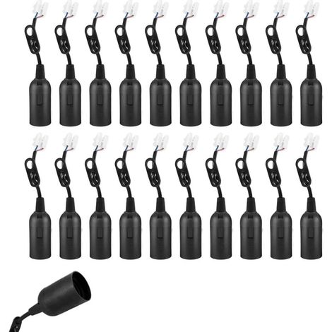 20 douilles E14 avec câble noir, pour ampoules LED / halogènes / incandescentes (1/5)