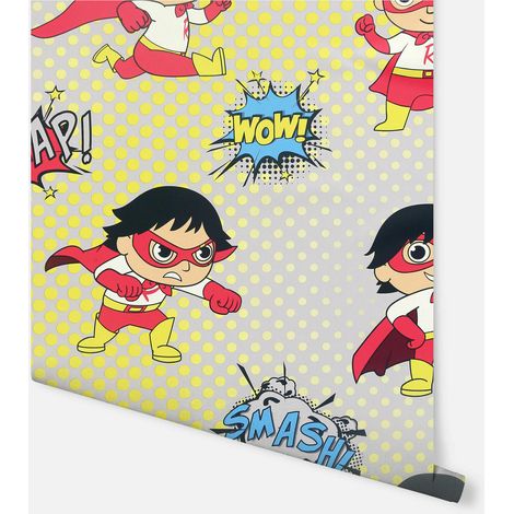 Childrens Superhero Cartoon Super Ryan's World Multi Colour Kids Wallpaper (1/3)