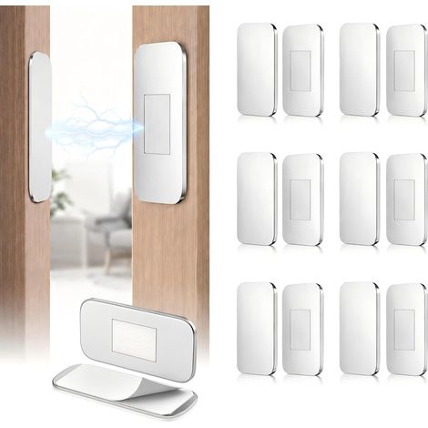 Lot de 6 Aimant Porte Placard Ultra Fin - Loqueteau Magnétique Puissant Adhésif en Acier Inoxydable pour Meuble, Tiroir, Armoire et Porte Coulissante - Fermeture Sécurisée Sans Perçage (1/5)