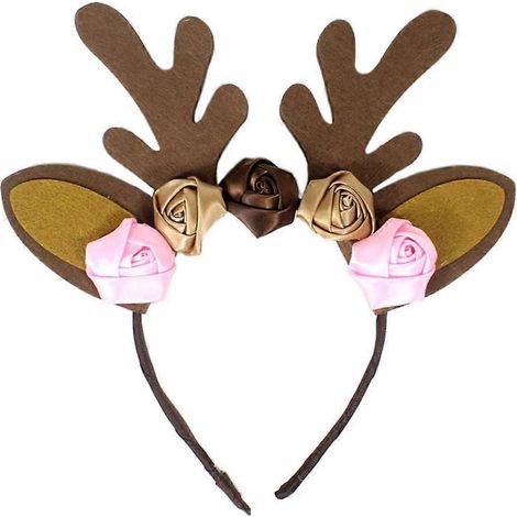 serre-tête de Noël pour fille, motif bois de cerf, décoration de cheveux de fête (marron)-23X22.5CM-Brown