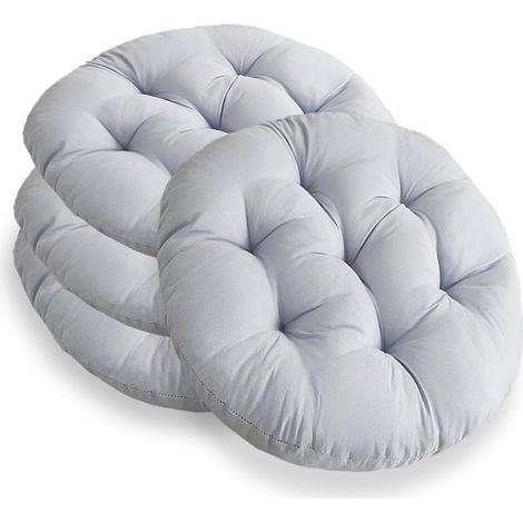 Lot de 4 coussins de chaise ronds 40 cm - Coussins d'assise ronds rembourrés - Pour chaise de jardin. de bureau. de balcon - Pour l'intérieur et l'extérieur - Pour salle à manger. salon - Anthracite (1/5)