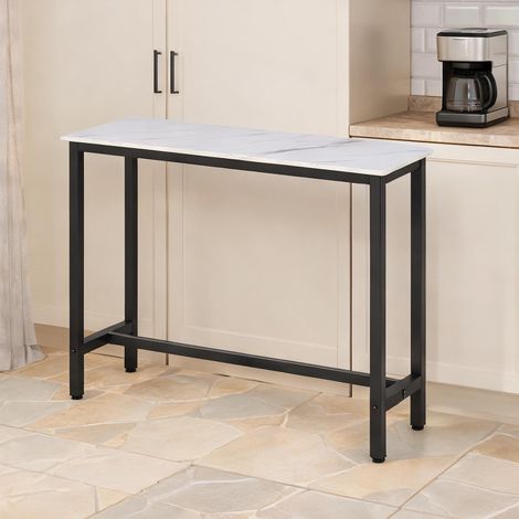 Table de bar blanc aspect marbre Noir 120 x 40 x 100 cm (1/5)