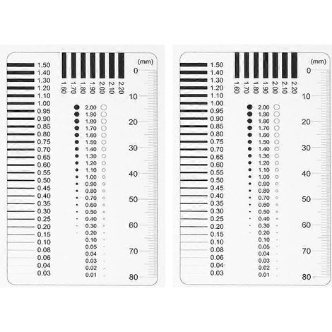 Outils de mesure de précision, tableaux d'estimation, jauges, contrôle qualité de fabrication, kit de mesure de largeur de ligne transparent (2 pièces) (1/5)