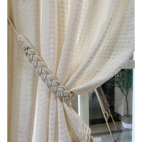 Lot de 2 embrasses de Rideaux Faites à la Main en Corde pour décoration de Bureau Maison, Fixations tissées (1/4)
