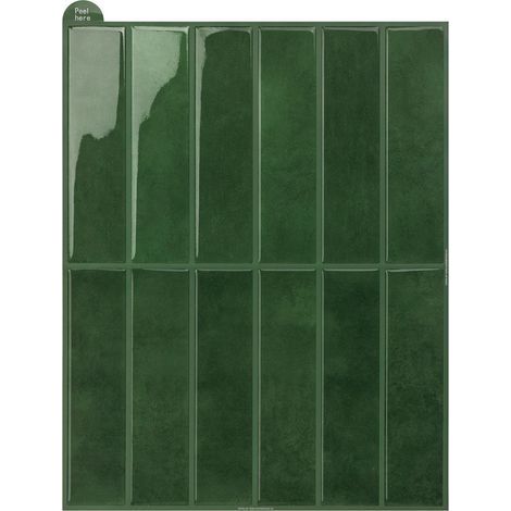 Papel pintado verde autoadhesivo, 29 cm x 22,9 cm, 1 hoja, pegatina de pared 3D sencilla para la pared detrás del televisor. (1/5)