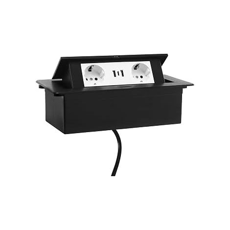 Prise escamotable, multiprise encastrable 2 prises avec 2 USB, 2 prises Euro standard, 1 type C, prise encastrable au sol avec câble d'alimentation de 1,8 m, prise de sol pop-up (1/5)