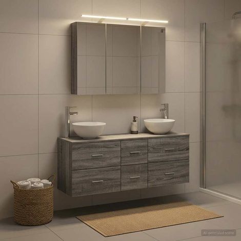 vidaXL Bathroom Furniture Set 4 pcs Grey Sonoma (1/5)