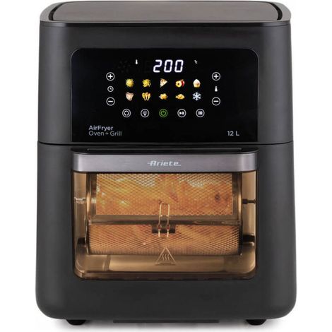 Ariete 4641 Air Fryer Oven + Grill, Friggitrice ad aria e Forno, 1800W, Capacità 12L, pannello digital touch, 10 programmi pre impostati, Cottura su 3 livelli, Girarrosto, Cestello Rotante, Essiccazio
