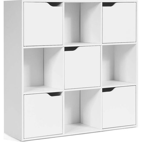 COSTWAY Librería con 9 Compartimentos Estantería Librería con Estante para Archivos Libro Plantas Almacenamiento para Hogar Oficina Salón (Blanco) (1/5)