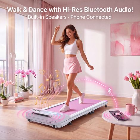 Tapis de course pliable compact rose 2,5 CV 128 x 54 cm OKWISH (1/5)